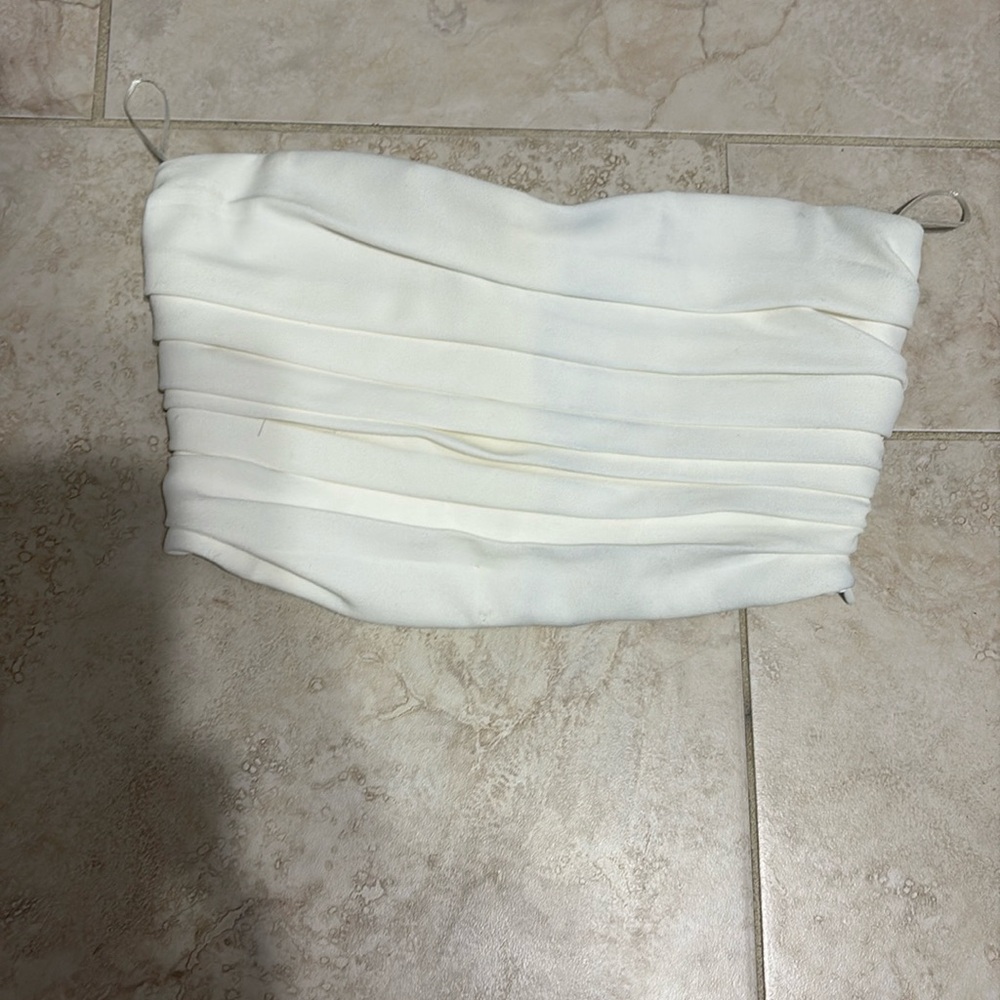Zara crop bustier white top